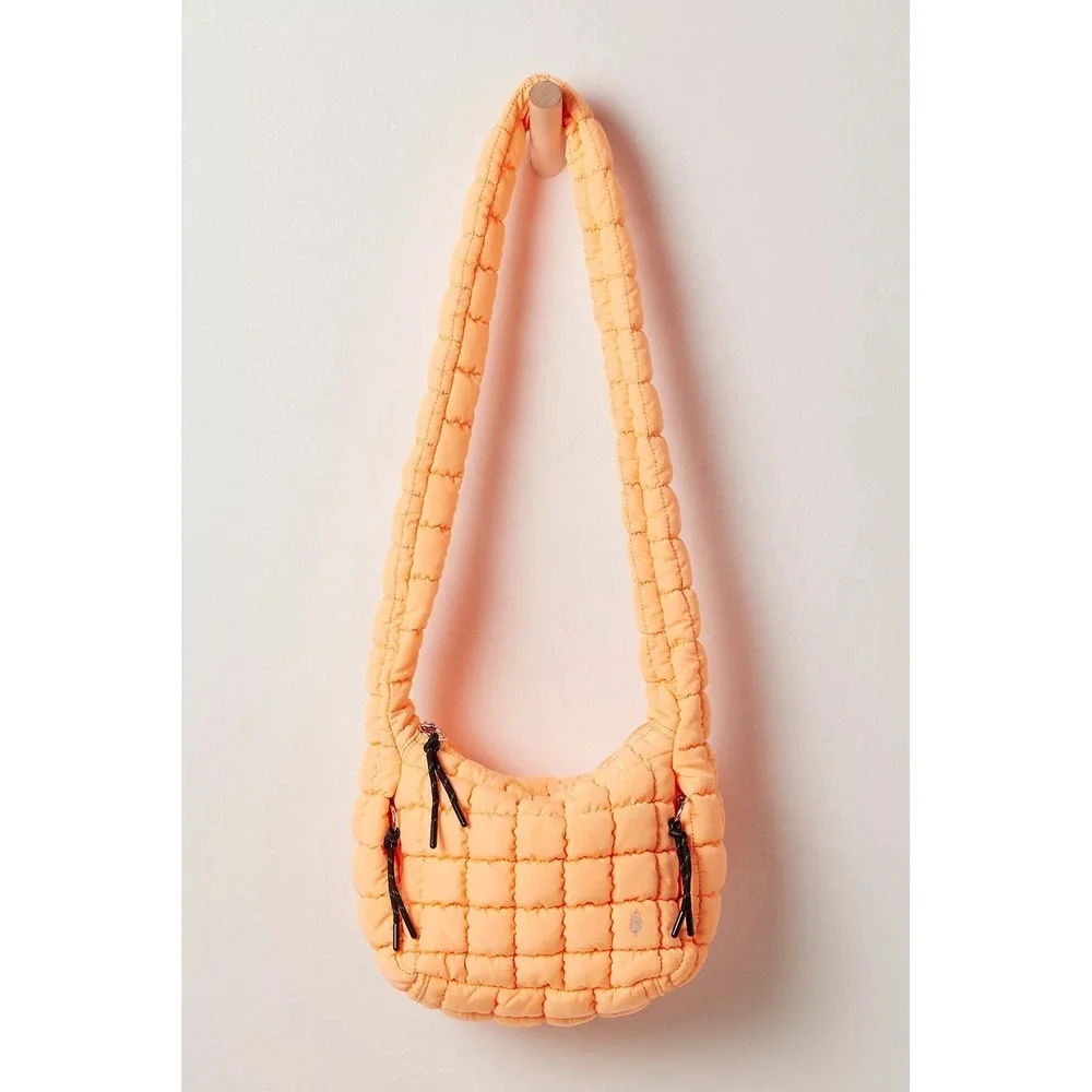 NWT New Free People Movement FP Quilted Baby Carry All Sling Bag Neon Clementine